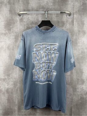 🚩steal Balenciaga Blue Graphic 'See Now Buy Now' Short-Sleeve Tee